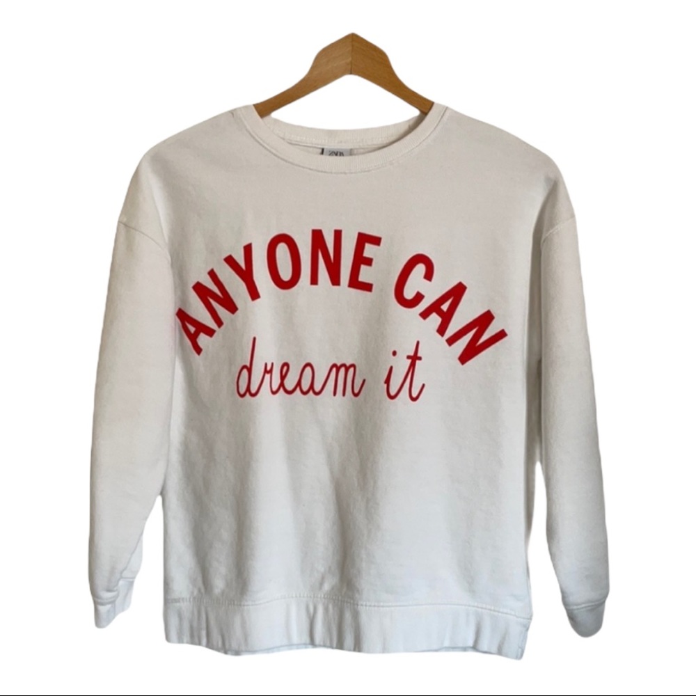 zara anyone can dream it graphic kids white sweatshirt